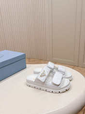 Pra Double Strap Slide 20 With Triangle Logo White Calfskin