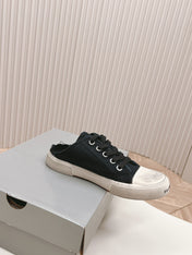 PARIS MULES IN BLACK DESTROYED DENIM AND RUBBER