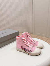 PINK CANVAS HIGH-TOP SNEAKERS LOGO GRAFFITI