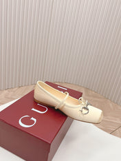 GG BALLET FLAT LIGHT CREAM SILK