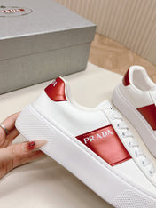PRA LEATHER LOGO OUTLET SNEAKERS BLACK AND CHERRY CALFSKIN