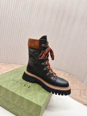 MARTIN ANKLE BOOTS IN BLACK EMBOSSED CALFSKIN MIX BROWN SUEDE