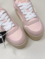 PRADA 26S PLATFORM SNEAKERS 50MM IN PINK SUEDE