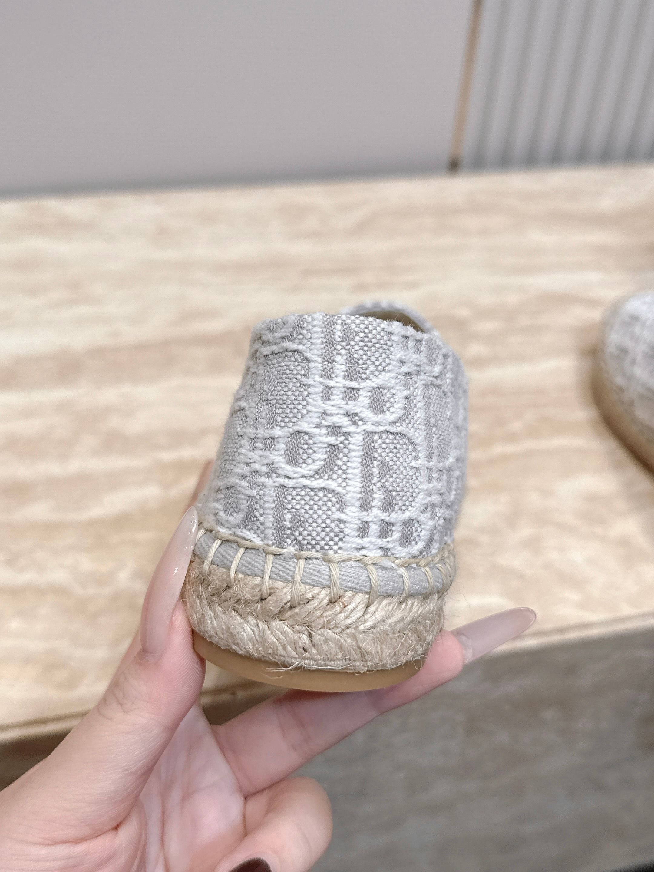 DIOR 26S SIROCO ESPADRILLE IN GREY AND WHITE DIOR OBLIQUE CANVAS