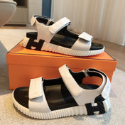 DAD SANDALS IN WHITE CALFSKIN AND RUBBER