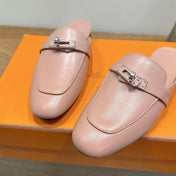 HM 26S KELLY MULE IN LIGHT PINK CALFSKIN SILVER HARDWARE