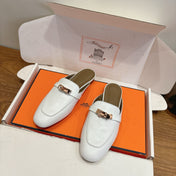 HM 26S KELLY MULE IN WHITE AND BROWN CALFSKIN GOLD HARDWARE