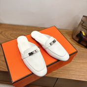 HM 26S KELLY MULE IN WHITE CALFSKIN SILVER HARDWARE