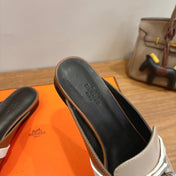HM 26S KELLY MULE IN BROWN AND BEIGE CALFSKIN SILVER HARDWARE