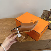 HM 26S ELDA 60 SANDAL IN CARAMEL BROWN CALFSKIN SILVER HARDWARE