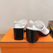 HM 26S ELDA 60 SANDAL IN WHITE CALFSKIN SILVER HARDWARE