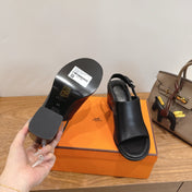HM 26S ELDA 60 SANDAL IN BLACK CALFSKIN SILVER HARDWARE