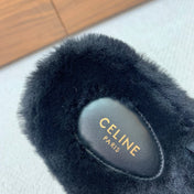 CELINE 26S TWO-STRAP QUILTED SANDALS IN BLACK WOOL