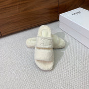 CELINE 26S TWO-STRAP SANDALS IN WHITE WOOL