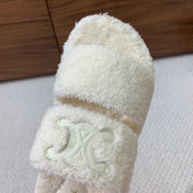 CELINE 26S TWO-STRAP SANDALS IN WHITE WOOL