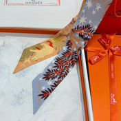 HERMES 25S SILK NECKERCHIEF 86 IN SILK 714350