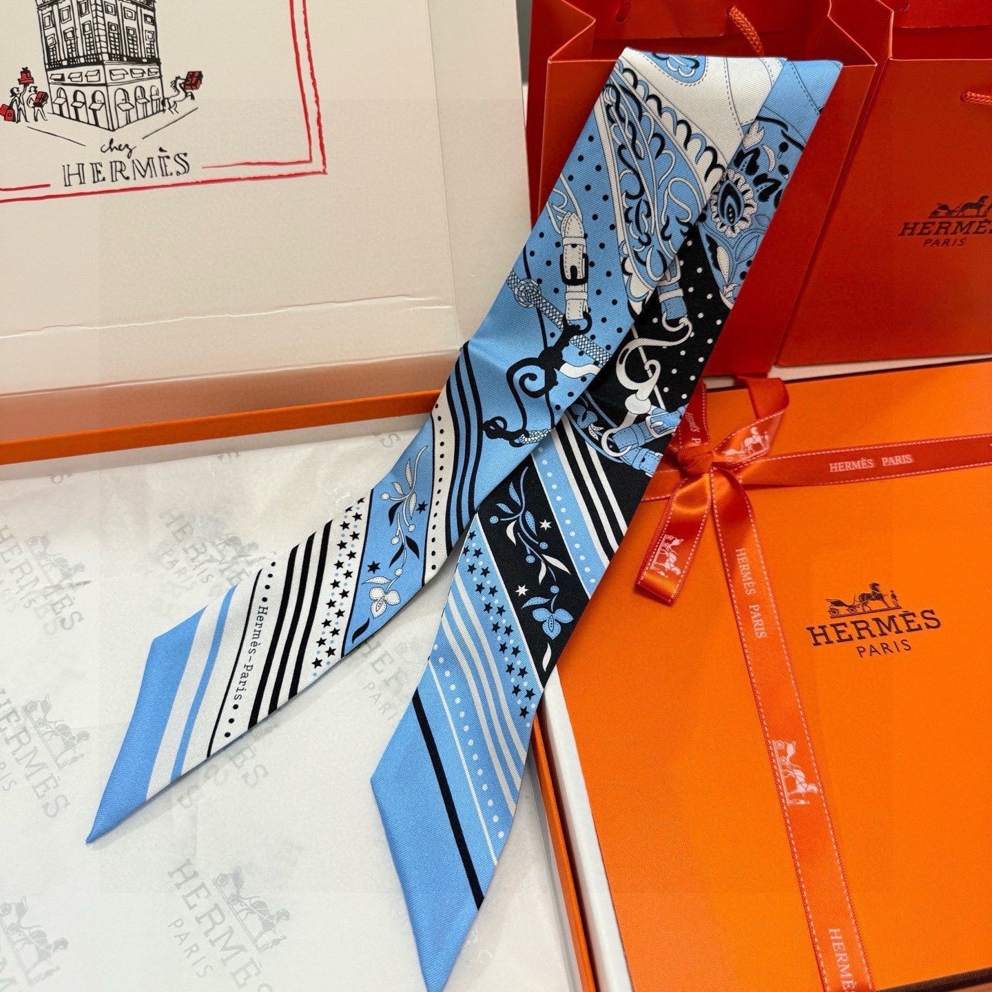 HERMES 26S TWILLY SCARF 86 IN SILK 500096