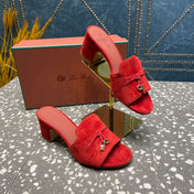 Summer Charms Mules 80 Red Suede Salmon Lambskin