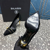 BALMAIN 26S HIGH-HEEL SHOES 95 MM IN BLACK SUEDE