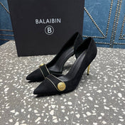 BALMAIN 26S HIGH-HEEL SHOES 95 MM IN BLACK SUEDE