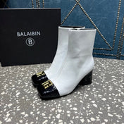 BALMAIN 26S BOOTS 65 MM IN WHITE AND BLACK CALFSKIN