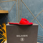 BALMAIN 26S SLIPPERS IN RED GLOSSY CALFSKIN