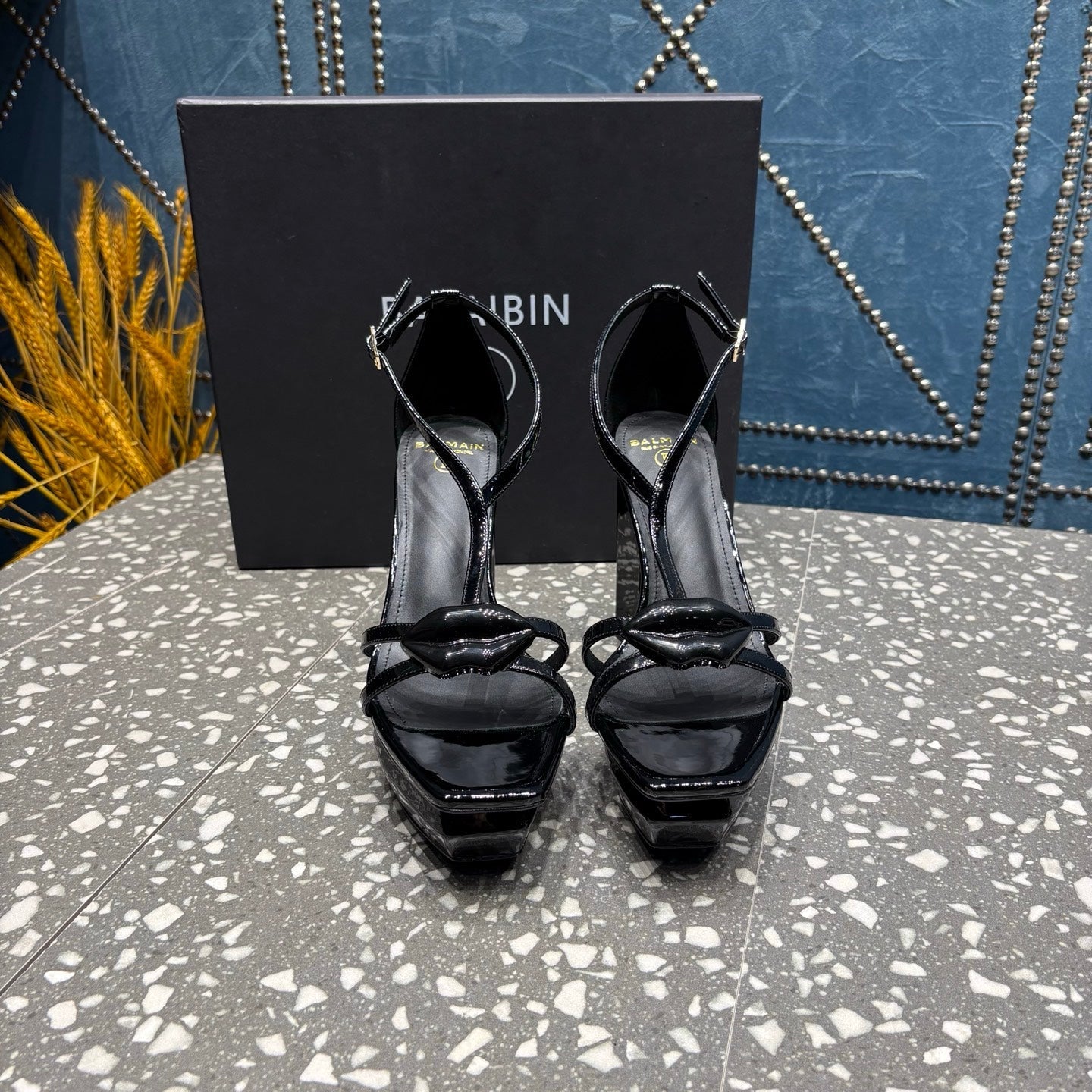 BALMAIN 26S HIGH-HEELED SANDALS 105 MM IN BLACK CALFSKIN STYLE 8