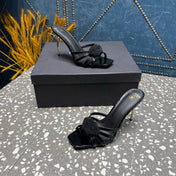 BALMAIN 26S HIGH-HEELED SANDALS 95 MM IN BLACK CALFSKIN STYLE 7