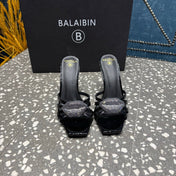 BALMAIN 26S HIGH-HEELED SANDALS 95 MM IN BLACK CALFSKIN STYLE 6