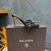 BALMAIN 26S HIGH-HEELED SANDALS 95 MM IN BLACK CALFSKIN STYLE 5