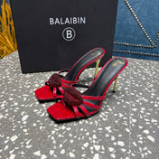 BALMAIN 26S HIGH-HEELED SANDALS 95 MM IN DARK RED CALFSKIN STYLE 4