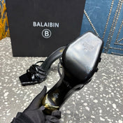 BALMAIN 26S HIGH-HEELED SANDALS 95 MM IN BLACK CALFSKIN STYLE 3