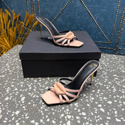 BALMAIN 26S HIGH-HEELED SANDALS 95 MM IN LIGHT PEACHY PINK CALFSKIN STYLE 2