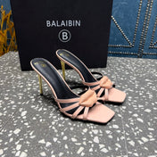 BALMAIN 26S HIGH-HEELED SANDALS 95 MM IN LIGHT PEACHY PINK CALFSKIN STYLE 2