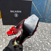 BALMAIN 26S HIGH-HEELED SANDALS 95 MM IN RED CALFSKIN STYLE 1