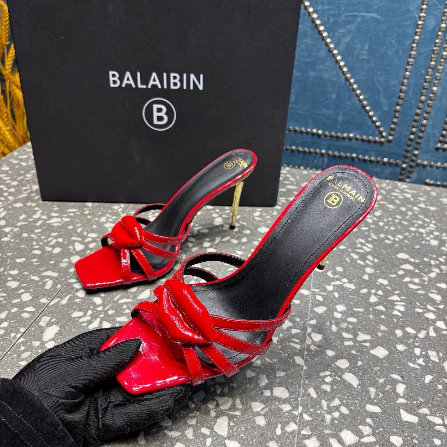 BALMAIN 26S HIGH-HEELED SANDALS 95 MM IN RED CALFSKIN STYLE 1
