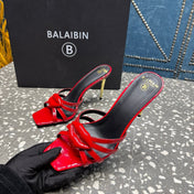 BALMAIN 26S HIGH-HEELED SANDALS 95 MM IN RED CALFSKIN STYLE 1
