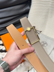 HM OSCAR BELT GOLD BUCKLE & REVERSIBLE HONEY ORANGE LEATHER STRAP 38MM