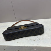 LOLA BAGUETTE BAG 28 IN DARK BROWN MONOGRAM CANVAS AND CALFSKIN