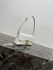 CELINE 25S TRIOMPHE BAG 24 IN WHITE SHINY CALFSKIN