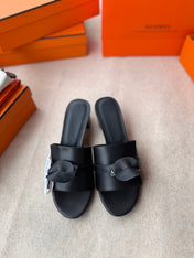 HIGH MULES IN BLACK CALFSKIN