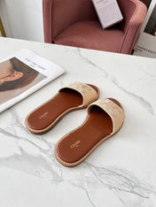 LYMPIA MULE BEIGE RAFFIA AND WOOL