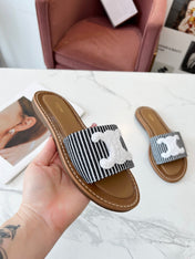 LYMPIA MULE STRIPED CANVAS WOOL LOGO