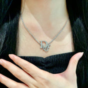 CD 26S CRYSTAL DIOR LOGO PENDANT NECKLACE IN SILVER METAL 631900