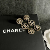CHANEL 26S DOUBLE C LOGO CRYSTAL STAR DROP DANGLE EARRINGS IN GOLD METAL 629988