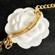CHANEL 26S CHANEL BLACK LETTER LOGO CHAIN NECKLACE IN GOLD METAL 630061