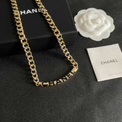 CHANEL 26S CHANEL BLACK LETTER LOGO CHAIN NECKLACE IN GOLD METAL 630061