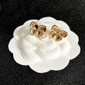 CHANEL 26S FOUR PETAL FLOWER STUD EARRINGS IN GOLD METAL 631031