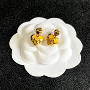 CHANEL 26S DOUBLE C HEART DROP EARRINGS IN GOLD METAL 631912