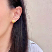 CHANEL 26S CHANEL CC LOGO PAVE CRYSTAL STUD EARRINGS IN YELLOW ENAMEL WITH GOLD METAL 633311